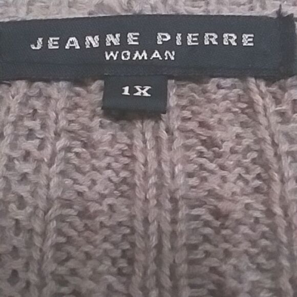 Cable Knit 100% Cotton Long Sweater by Jeanne Pierre Woman Tan - Picture 2 of 9
